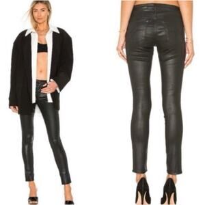 AG Adriano Goldschmied Legging Ankle Leatherette Super Skinny Black Jean Sz 29R
